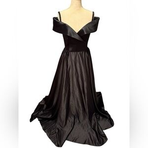 Sherri Hill Black off the shoulder Gown